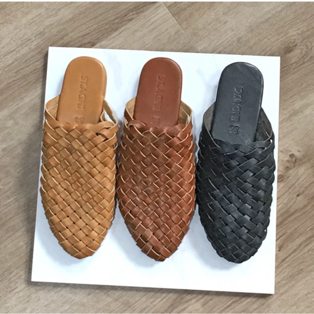 St Agni bunto woven leather slides 36 in almond - Picture 3 of 11